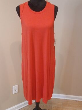 Time and Tru Sleeveless Orange Midi Dress